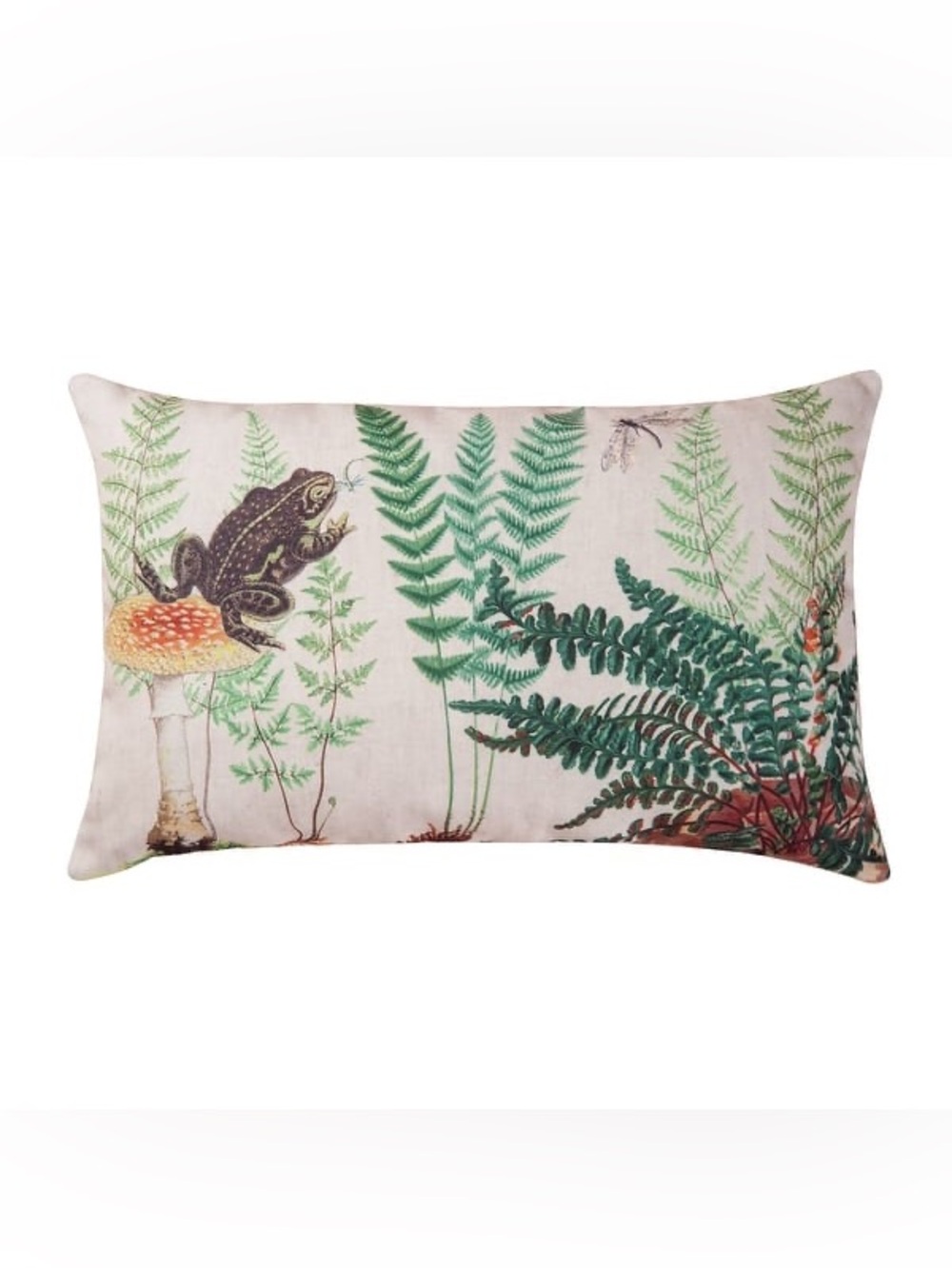 Frog Fern Botanical Print Decorative Throw Pillow 14x20 Rectangular Polyester